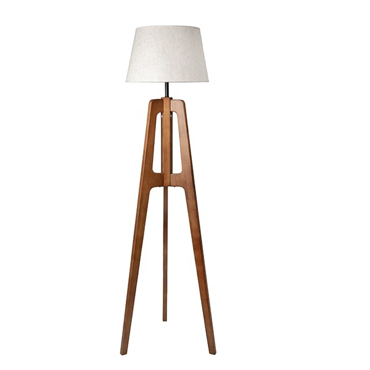 ESTHETI home Επιδαπέδιο Φωτιστικό Ξύλινο Καφέ με Λινό Καπέλο Μπεζ 1xE27 40x40x158cm 814-80071